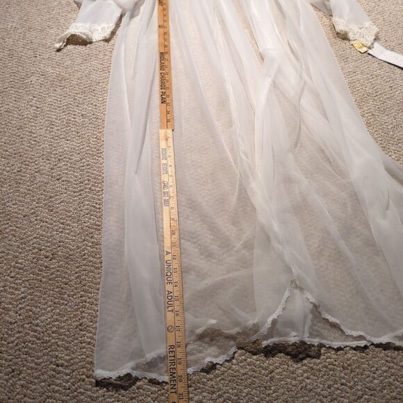 Vintage VAL MODE LINGERIE Nightgown Open Robe Small White Sheer Lace Wedding - Picture 2 of 8